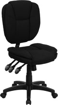 Flash Furniture Caroline Mid-Back Black Fabric Multifunction Swivel Ergonomic by FlashFurniture
