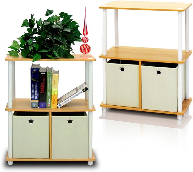 Furinno TURN-N-TUBE Storage Shelves Set of 2, 3-Tier Toolless Book Shelf by Furinno-FitsYourSpaceFitsYourBudget