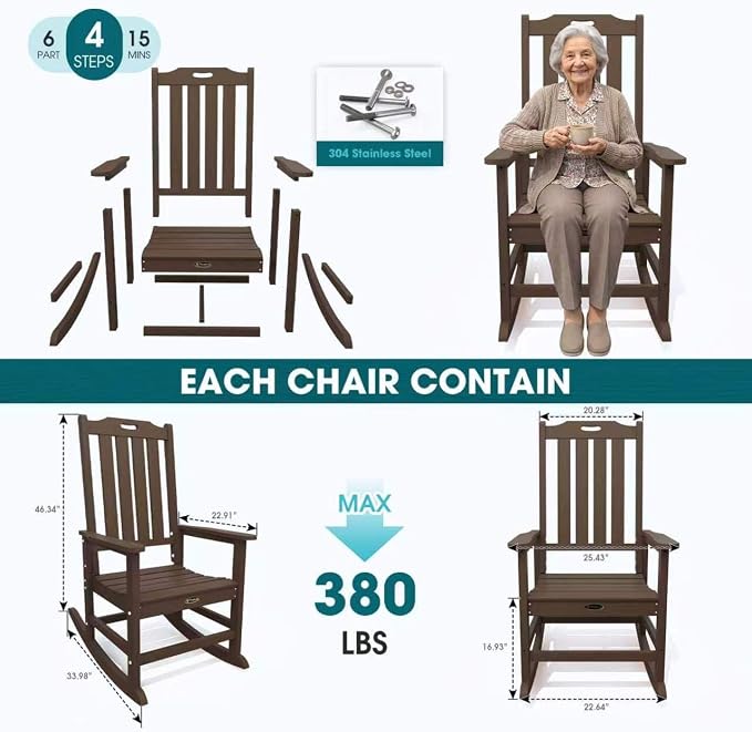 THOEOE Oversized Rocking Chair, Outdoor Rocking Chair - Image 7