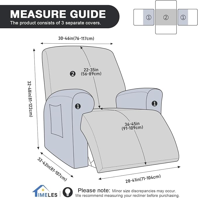 Timeles Recliner Covers Extra Wide Recliner Chair Cover Reclining Sofa - Image 5