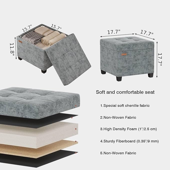 ABHENG Chenille Cover Steel Frame Ottoman - Image 2