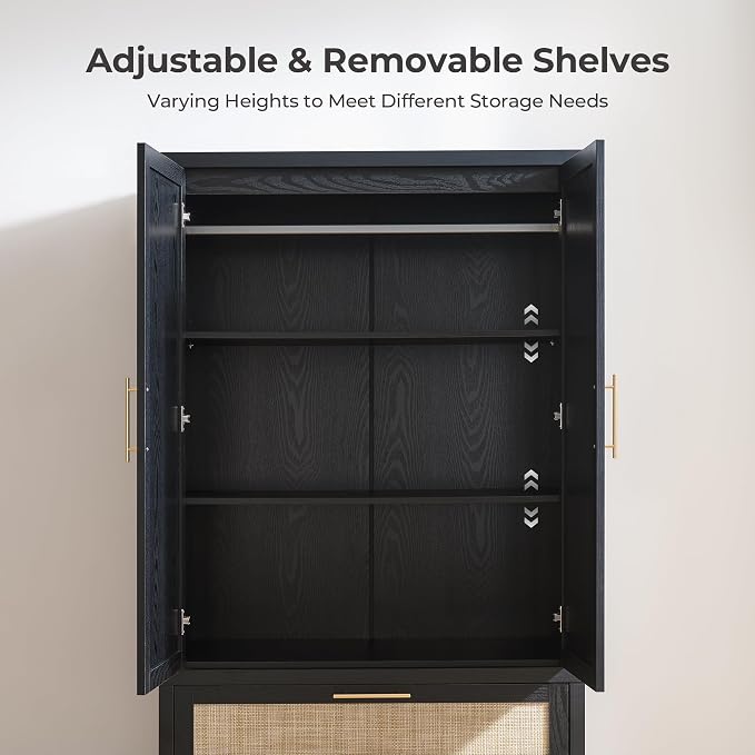 SICOTAS Armoire Wardrobe Closet, Larger Rattan Armoires Wardrobe Cabinet - Image 5