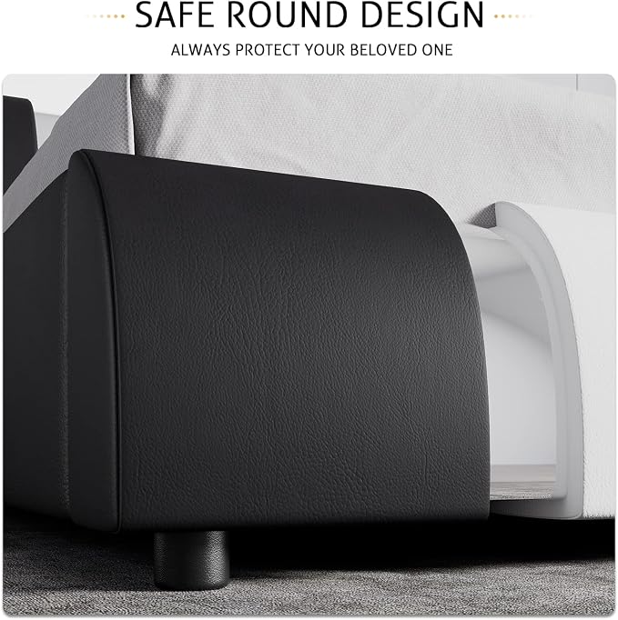 SHA CERLIN Modern Faux Leather King Bed Frame - Image 6