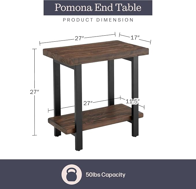 Alaterre Furniture Pomona Living Room 2-Tier Solid Wood End Table - Image 3
