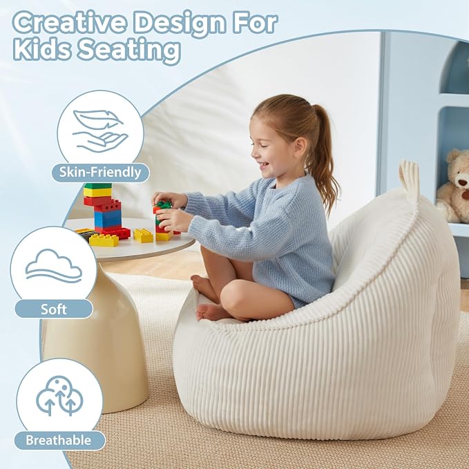 HUGHEAVEN Bean Bag Chairs for Kids, Toddler Bean Bag Chair, Comfy Cozy Reading - Image 3