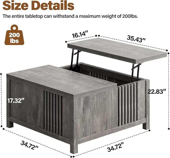 knoworld Farmhouse Lift Top Coffee Table - Image 2