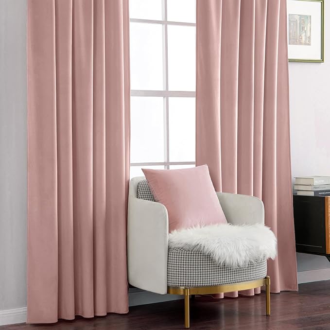 MIULEE Baby Pink Velvet Curtains 108 inches - Image 7