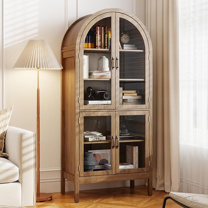 Arched Display Cabinet with Acrylic Glass Doors, 70.9'' Tall Curio Cabinet with - Image 8