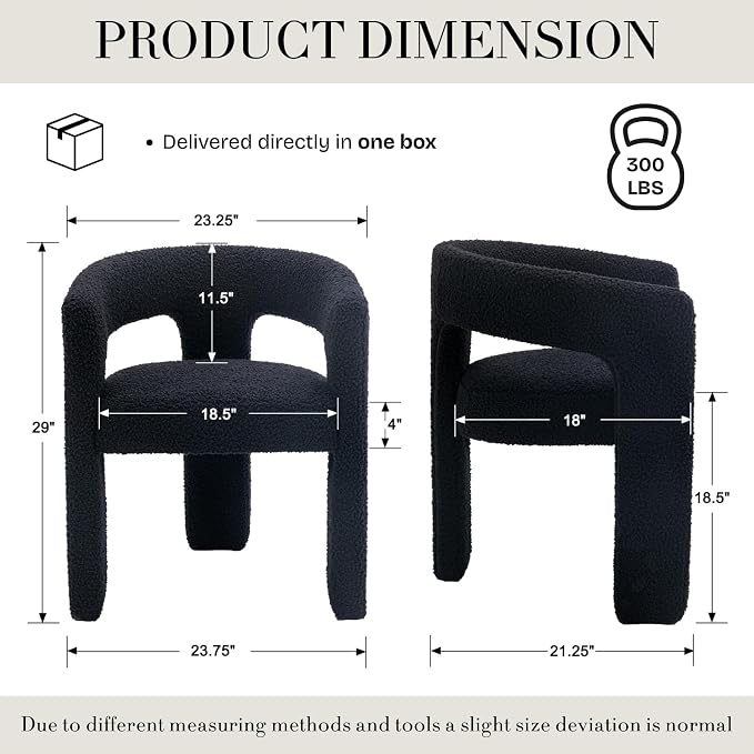 Modern Sherpa Barrel Dining Chair Upholstered Faux Fur Dining Room Chair - Image 2