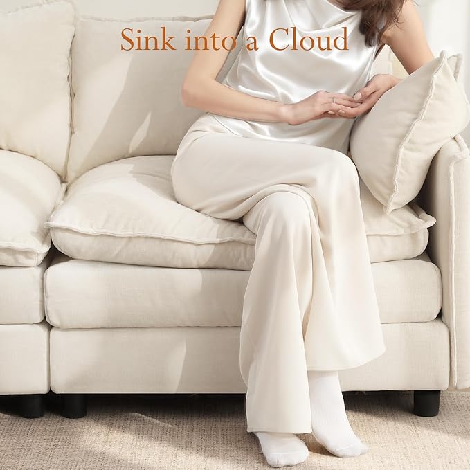 Vesgantti 142" U Shaped Sectional Couch, Comfy Cloud Modular Sectional Sofa - Image 3
