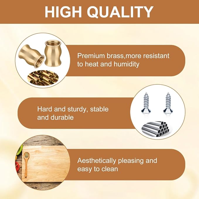 Brass Cutting Board Feet, Including Stainless Steel Screws, Silicone Nonslip - Image 3