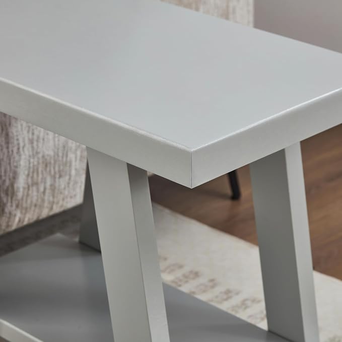 Roundhill Furniture Athens Contemporary Wood Shelf Side Table in Gray - Image 5
