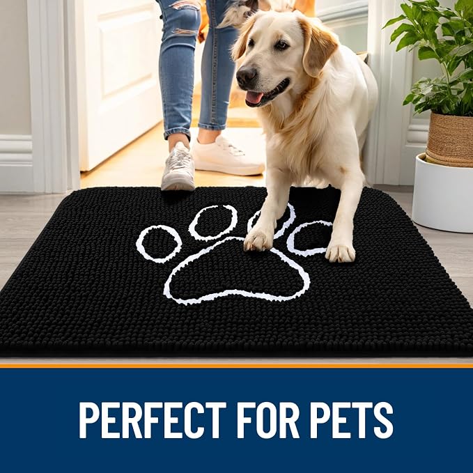 OLANLY Dog Door Mat for Muddy Paws 70x46, Paw Print Design, Absorbs Moisture - Image 6