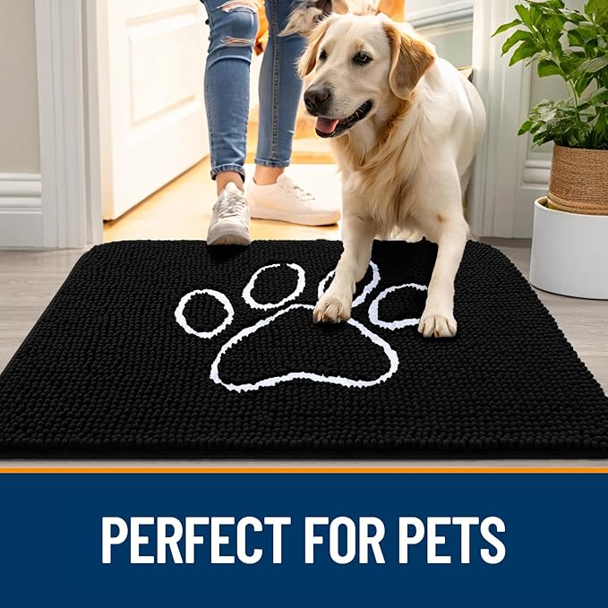 OLANLY Dog Door Mat for Muddy Paws 59x35, Paw Print Design, Absorbs Moisture - Image 6