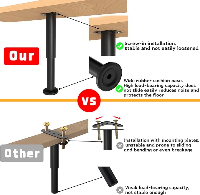 Wlrrcwdttc 2 Pcs Adjustable Height Bed Support Legs - Image 4