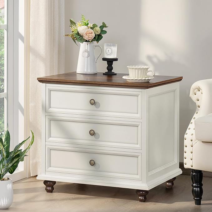 Joaxswe 24" Wide Farmhouse Night Stand Set of 2, Large End Table - Image 4