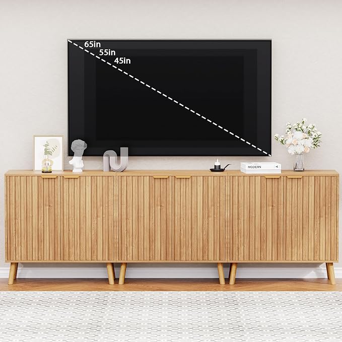 Fluted Storage Cabinet, Buffet Cabinet Sideboard, Modern Accent Cabinet Console - Image 5