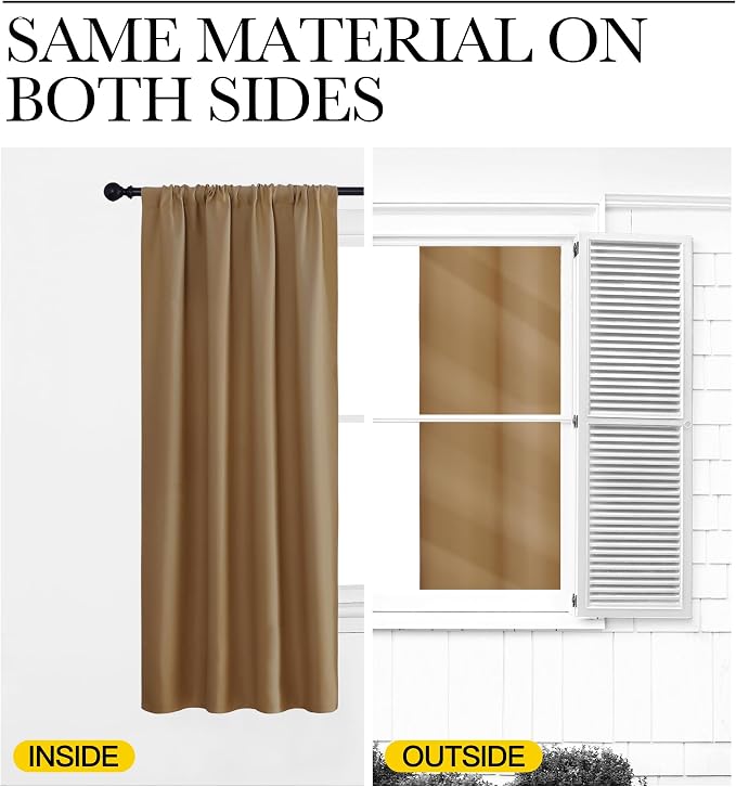 NICETOWN Blackout Curtains for Bedroom, 1 Pair, 62 by 63-inch, Window Treatment - Image 5