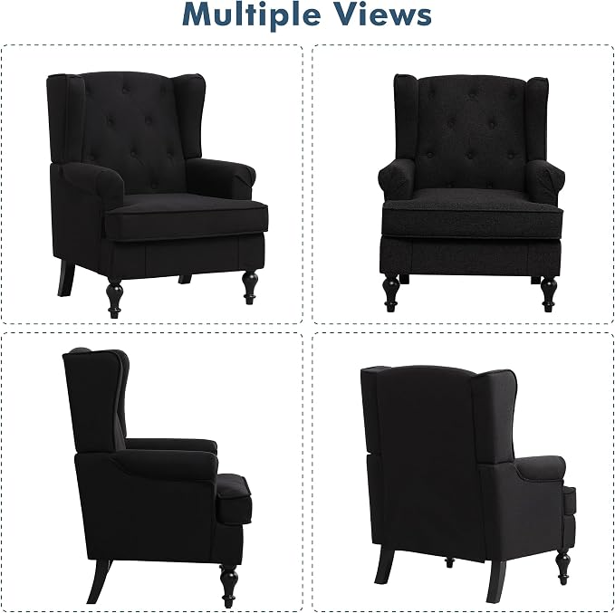 Accent Chair for Living Room, Mid Century Modern Upholstered Armchair, Wingback - Image 9