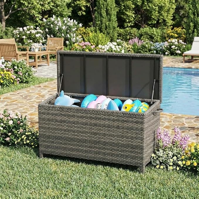 GarveeLife Outdoor Wicker Storage Box, PE Rattan Patio Storage Chest - Image 5