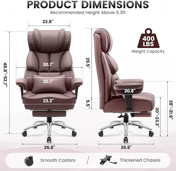 BestGlory Office Desk Chair, Big and Tall Leather Gaming Chair - Image 2