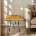 Rustic Solid Wood Live Edge Style End Table, Natural Wood Side Table by Unknown
