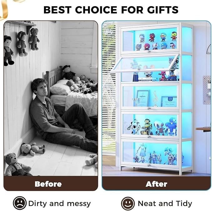 Display Cabinet with Acrylic Glass Doors 67.7'' Tall Curio Cabinet - Image 6