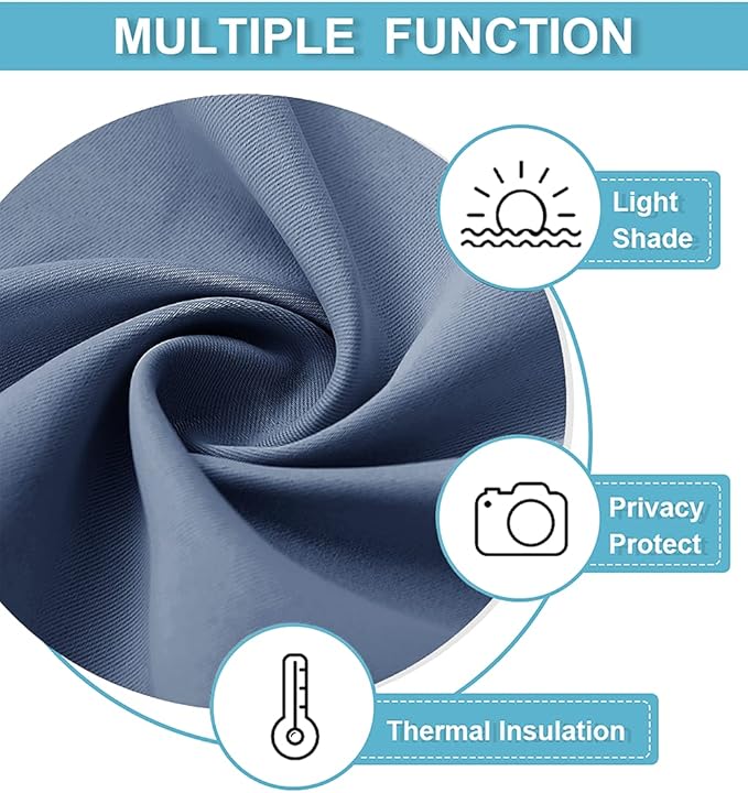 RYB HOME Short Stone Blue Blackout Curtains - Image 5