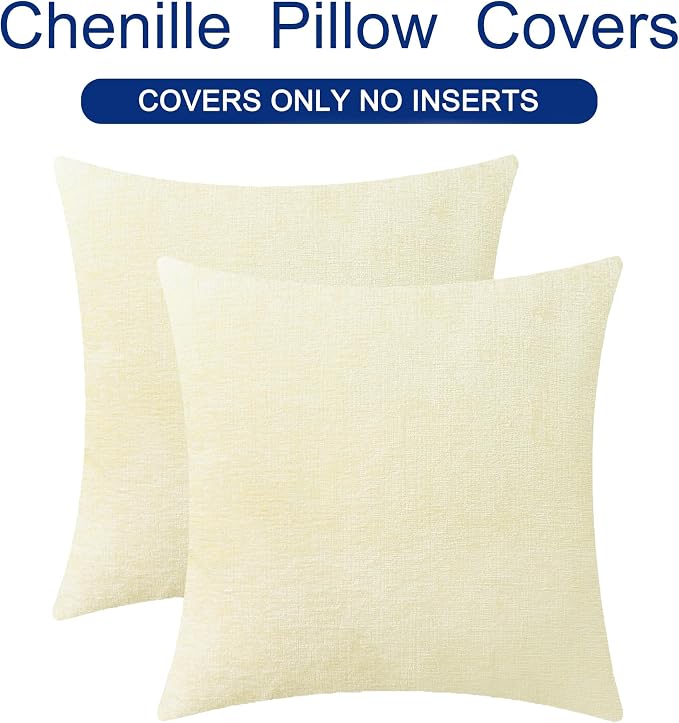 CaliTime Throw Pillow Covers Decorative 26 X 26 Inches Pack of 2 Cozy Chenille - Image 6