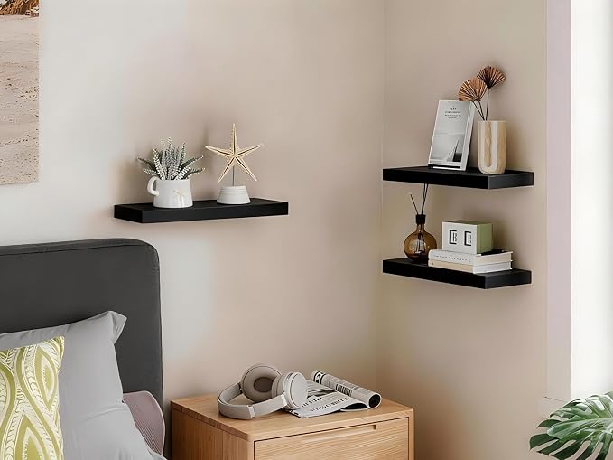 BAYKA Floating Shelves for Wall, Wall Mounted Rustic Wood Shelves for Bathroom - Image 5