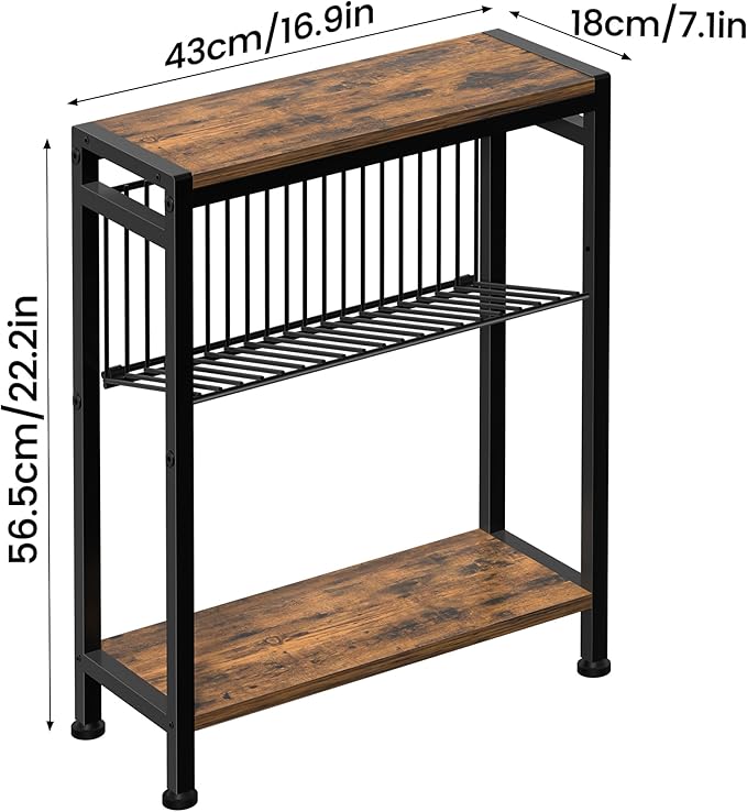 Small Side Table Set of 2 for Small Space, 3-Tier Narrow End Table - Image 3