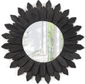 Emfogo Wall Mirror 12 inch Rustic Wood Sunburst Boho Mirror Farmhouse Wall by Emfogo
