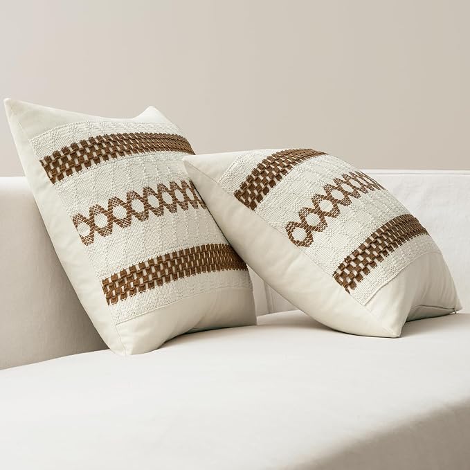 MIULEE Set of 2 Coco Brown Boho Decorative Lumbar Pillow Covers 12x20 Inch - Image 6