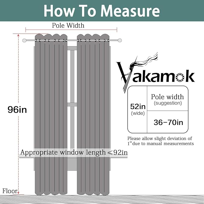 Yakamok 100% Blackout Curtains Dark Green Room Darkening Thermal Insulated - Image 7