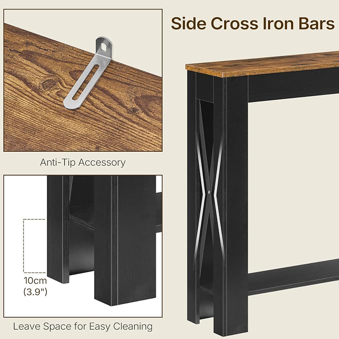 YATINEY Farmhouse Console Table, 39.4'' Small Narrow Entryway Table, Wood Couch - Image 8
