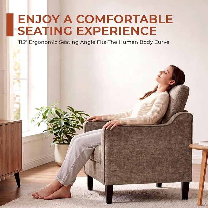 TLSUNNY Mid-Century Accent Chair, Modern Upholstered Chenille Armchair & Padded - Image 8