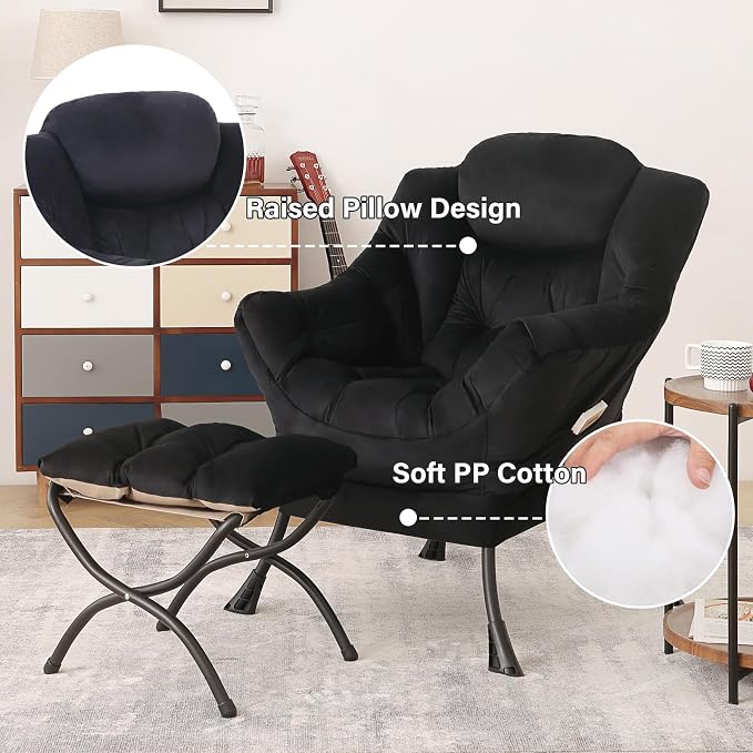 Tiita Lazy Chair with Ottoman, Comfy Leisure Sofa Armchair with Ottoman - Image 4