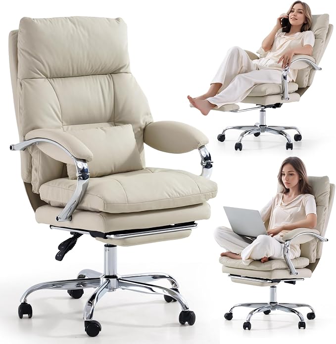 LEAGOO Office Chair with Foot Rest, Ergonomic Executive Office Chair with Arms by LEAGOO