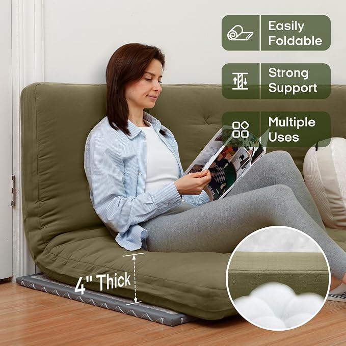 ZonLi Japanese Floor Futon Mattress Twin Size 75"x 39", 100% Cotton Cover 4'' - Image 3