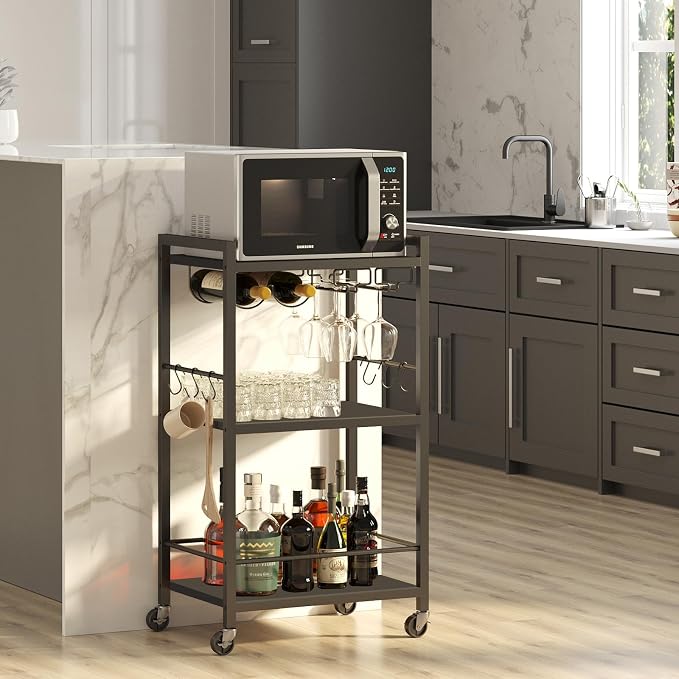 TUTOTAK Bar Cart, Home Bar Serving Cart, Microwave Cart, Drink Cart, Mobile - Image 7