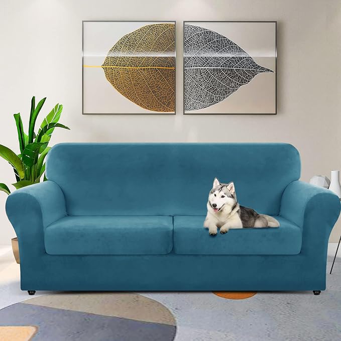 ZNSAYOTX Oversized Velvet 3 Piece Couch Cover - Image 2