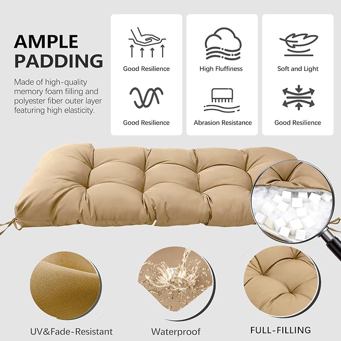 3 Pcs Wicker Chair Cushions Patio Loveseat Chaise Cushion Set - Image 3
