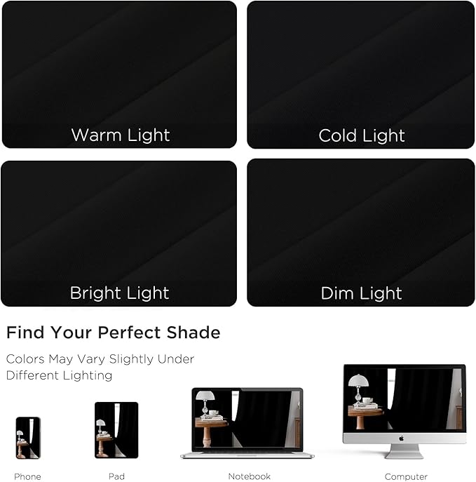 CUCRAF Black Blackout Curtains 63 inch Length 2 Panels Set, Rod Pocket Room - Image 4