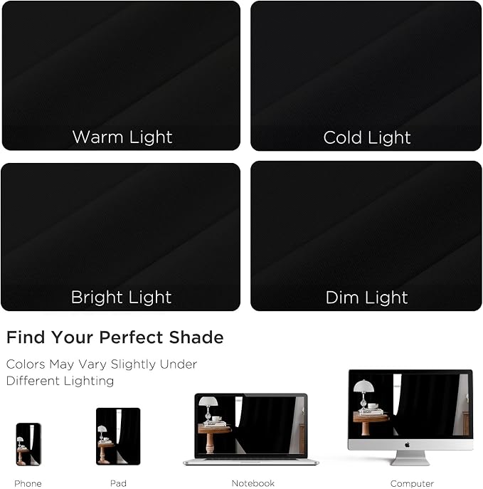 CUCRAF Black Blackout Curtains 84 inch Length 2 Panels Set, Rod Pocket Room - Image 4