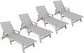 KINGYES HDPE Lounge Chair Outdoor Set of 4, Patio Chaise Lounge Recliner by KINGYES