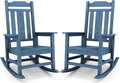 SERWALL Blue Outdoor Rocking Chair Set of 2, All Weather Patio Rocking Chair by SERWALL