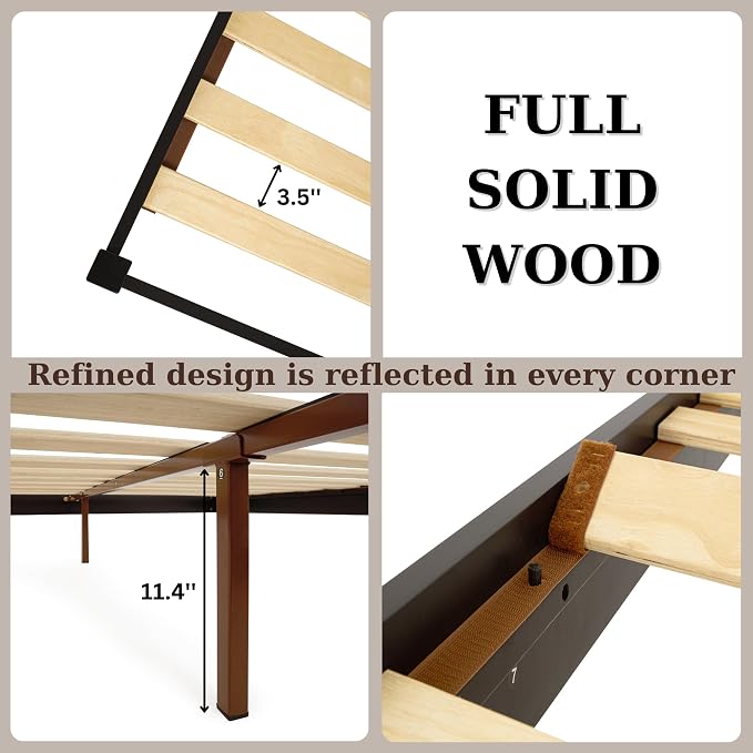 Bme Dinkee King Platform Bed Frame Wood 15 Inch - Image 7