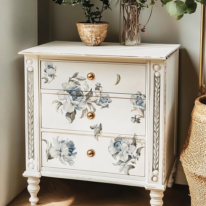 Floral Vintage Rub on Transfer for Furniture Large Flower UV DTF Transfer by Flortlias