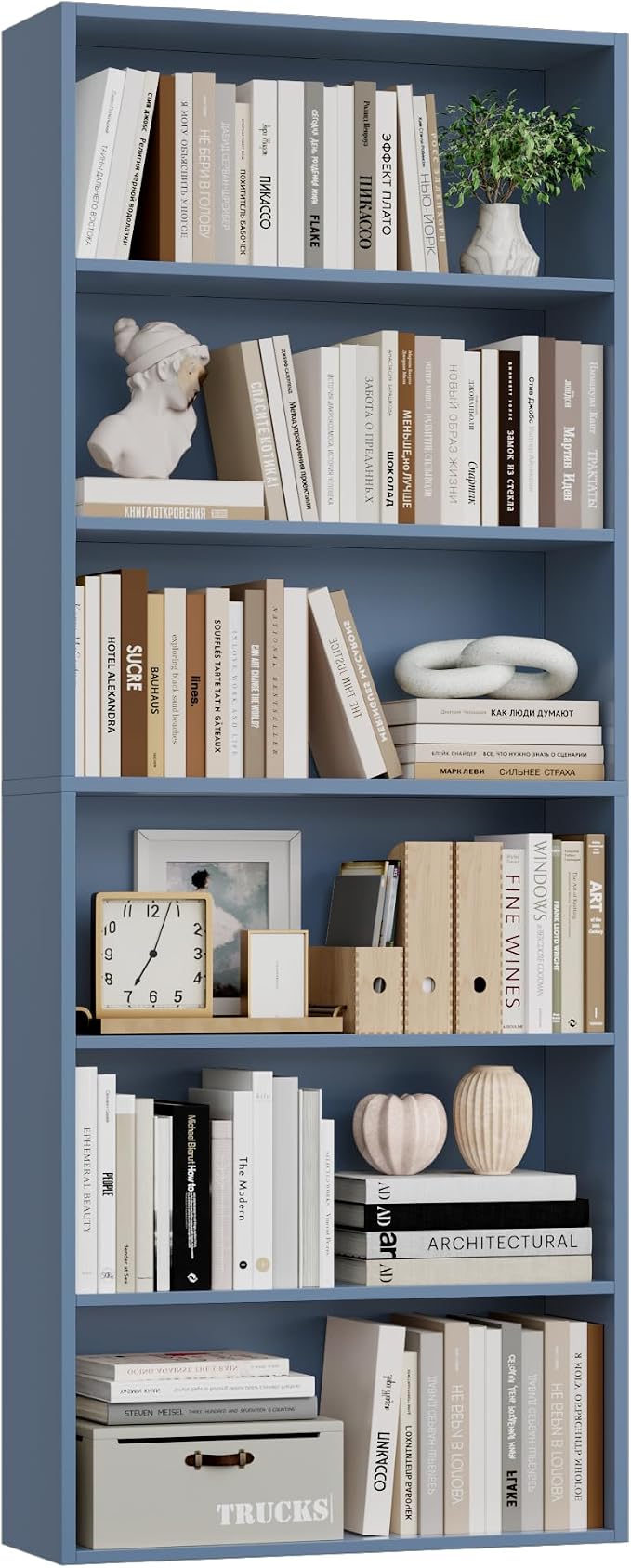 FOTOSOK 6-Tier Open Bookcase and Bookshelf, Freestanding Display Storage by FOTOSOK