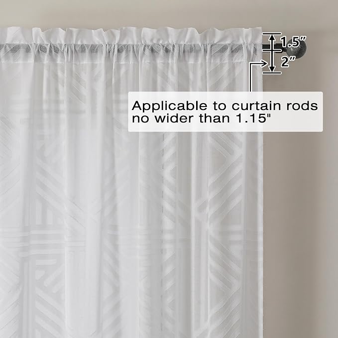 Simplebrand Semi Sheer White Curtains 90 Inches Long 2 Panels, Light Filtering - Image 5